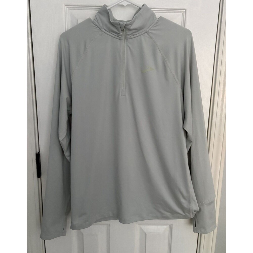 Brooks Dash 1/4 Zip Premium Lightweight Pullover Men's Size Med Heather Honeydew